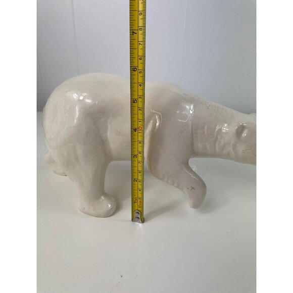 Handcrafted Vintage Ceramic Polar Bear Figurine With Crackle Glaze Finish - Picture 10 of 13